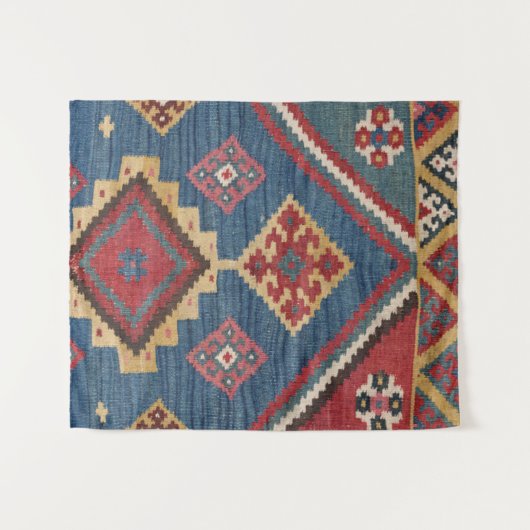 Woven Kilim Royal Blue Yellow Classic Wandteppich (Vorderseite (Horizontal))