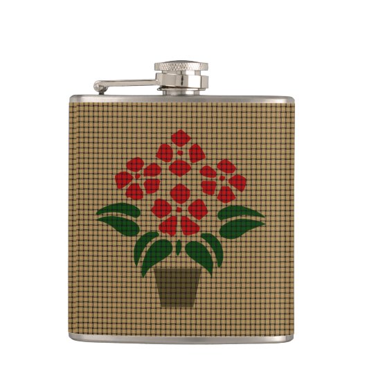 Woven Poinsetta Flachmann (Vorderseite)