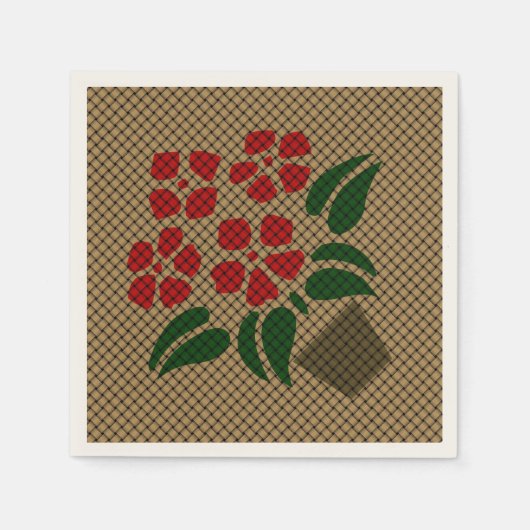 Woven Poinsetta Serviette (Vorderseite)