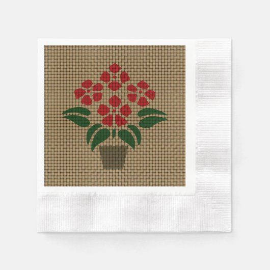 Woven Poinsetta Serviette (Vorderseite)