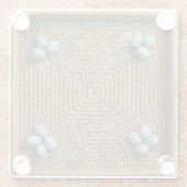 Woven Rattan & Blue Bird Eggs Square Glass Coaster Glasuntersetzer (Rückseite)