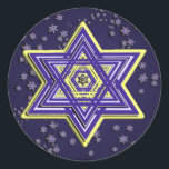 Woven Star von David Stickers<br><div class="desc">Diese Aufkleber sind mit einem aufwändig gewebten Magen David in blau und gelb auf einem Feld von kleineren Sternen Arbeiten gut auf rund oder quadratisch. Perfekt für Hanukkah!</div>