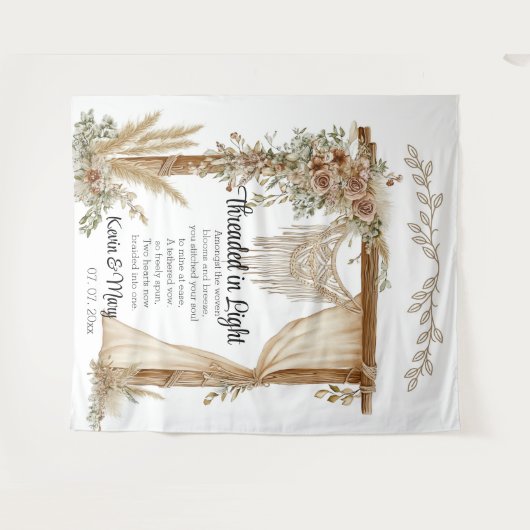 Woven Vows: A Tapestry of Unity Wedding Backdrop Wandteppich (Vorderseite (Horizontal))