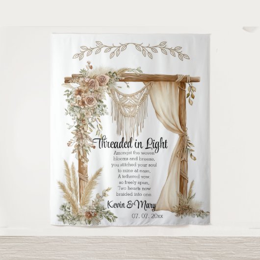 Woven Vows: A Tapestry of Unity Wedding Backdrop Wandteppich (Vorderseite)