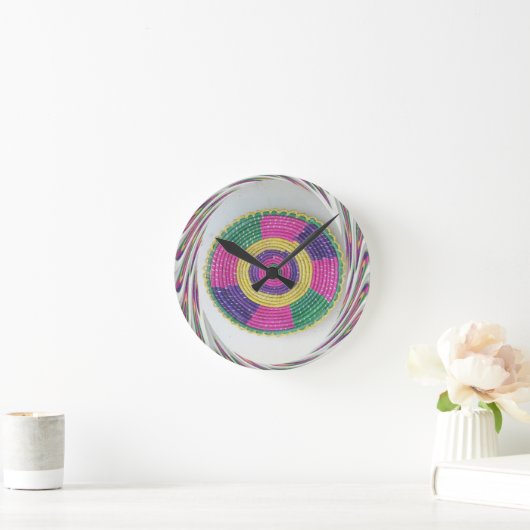 Woven Whirl Art Print Runde Wanduhr (Zuhause)