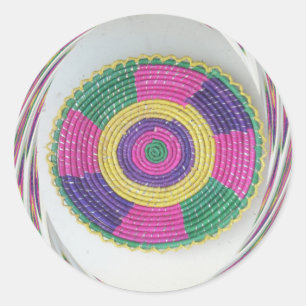 Woven Whirl Art Print Runder Aufkleber