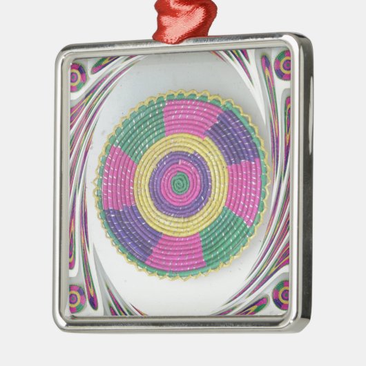 Woven Whirl Art Print Silbernes Ornament (Links)