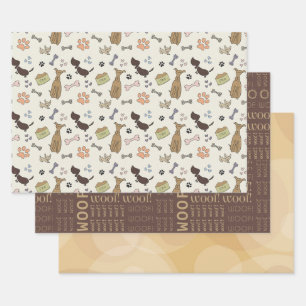 WOVON! Hund Lover - Welpen Muster Geschenkpapier Set