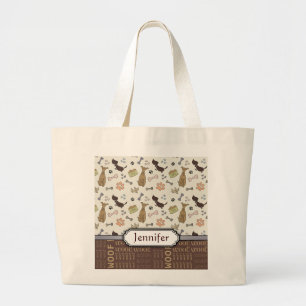 WOVON! Hund Lover - Welpen Muster personalisierbar Jumbo Stoffbeutel