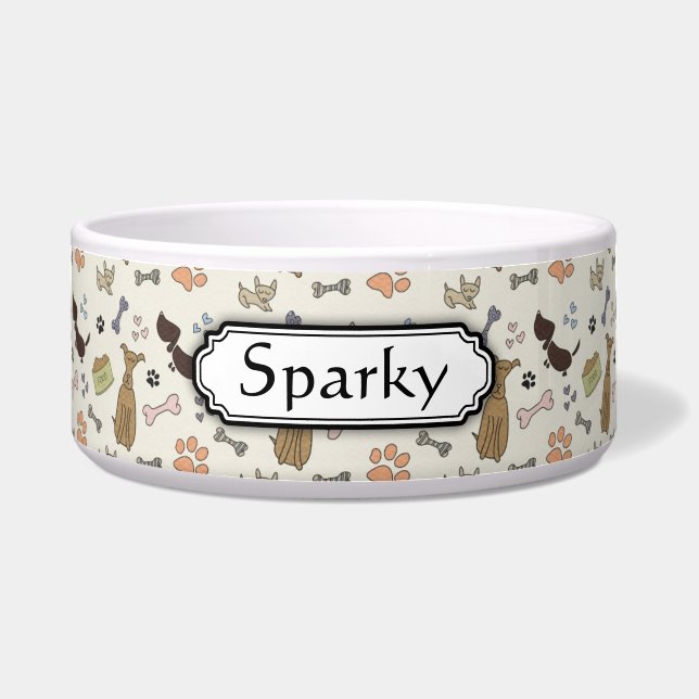 WOVON! Hund Lover - Welpen Muster personalisierbar Napf (Vorderseite)