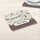 WOVON! Hund Lover - Welpen Muster personalisiert Rechteckiger Pappuntersetzer (angewinkelt)