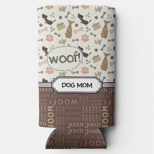 WOVON! Hund Lover - Welpen Muster personalisiert Selters Dosenkühler (Rückseite)