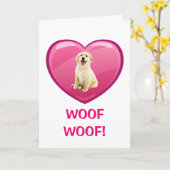 WOVON! WOVON! Golden Retriever Welpe Valentinstag Karte (Gelbe Blume)