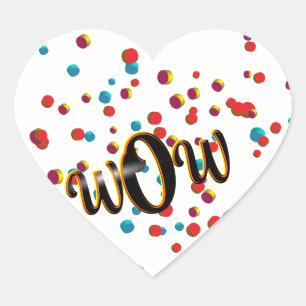 Wow 3-D-Circle-Aufkleber Herz-Aufkleber