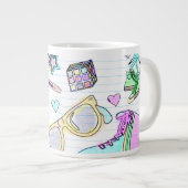 Wow Achtzigers Coloring Book Doodle Fun Jumbo-Tasse (Vorderseite Rechts)