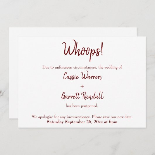 Wow! Ankündigung einer Hochzeit in Burgund (Vorne/Hinten)