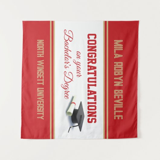 Wow! Bachelor-Abschluss! Abschluss Wandteppich (Vorderseite (Horizontal))