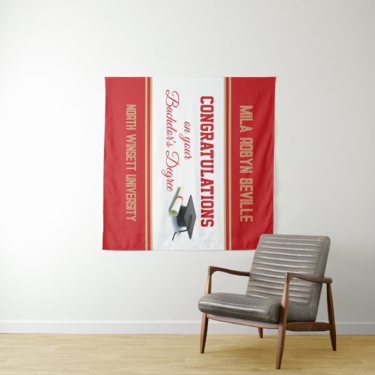 Wow! Bachelor-Abschluss! Abschluss Wandteppich (Beispiel (Horizontal))