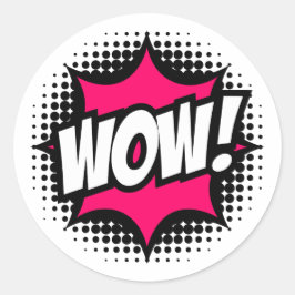 WOW! Comic Book Style Runder Aufkleber