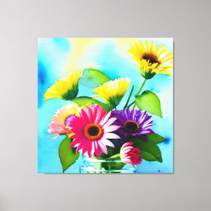 Wow-Faktor. Vase und Blume. Lebhafte Farben Leinwanddruck