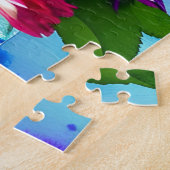 Wow-Faktor. Vase und Blume. Lebhafte Farben Puzzle (Seite)