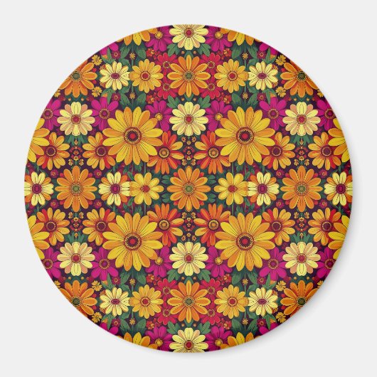 Wow! Farbige und helle Blumenelemente. Magnet (Vorne)