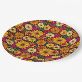 Wow! Farbige und helle Blumenelemente. Pappteller (Schrägansicht)