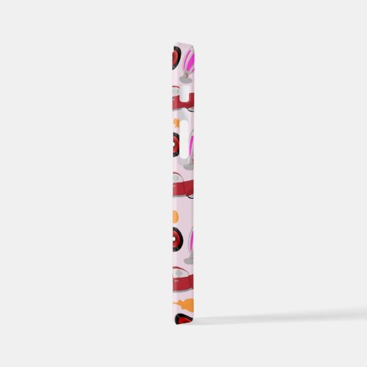 Wow Fun Pink Fifties Flashback Retro Muster iPhone Hülle (Linke Seite)