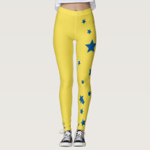 Wow! Gelber und blauer Stern-Down-Syndrom Leggings