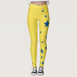Wow! Gelber und blauer Stern-Down-Syndrom Leggings