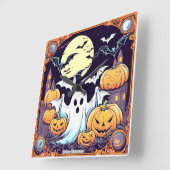 Wow Halloween Thrill Quadratische Wanduhr (Winkel)