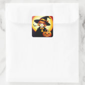 ~WOW! HALLOWEEN Trick oder Treat ~ Quadratischer Aufkleber (Tasche)