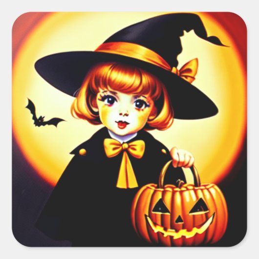 ~WOW! HALLOWEEN Trick oder Treat ~ Quadratischer Aufkleber (Vorderseite)