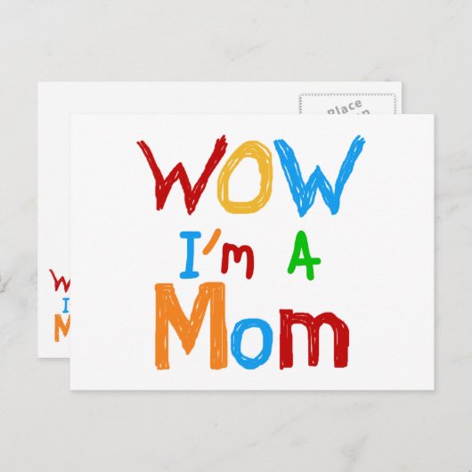 WOW I bin eine Mama T - Shirt und GIfts Postkarte (Vorne/Hinten)