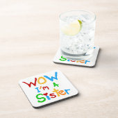 WOW I bin eine Schwester T - Shirt und GIfts Getränkeuntersetzer (Rechte Seite)