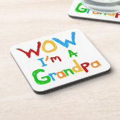 WOW Ich bin ein Großvater T - Shirt und Geschenke Getränkeuntersetzer (Linke Seite)