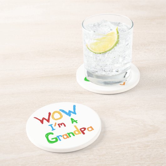 WOW Ich bin ein Großvater T - Shirt und Geschenke Sandstein Untersetzer (Seite)