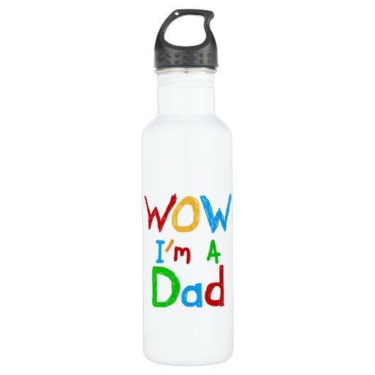 WOW Ich bin ein Vater T - Shirt und Trinkflasche (Vorderseite)