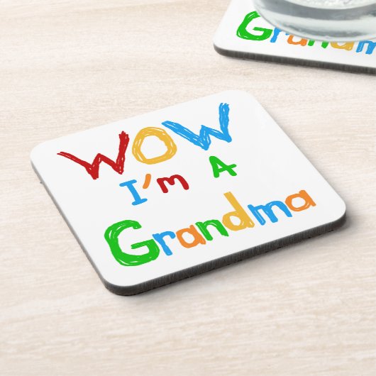 WOW ich bin Oma T - Shirt und Geschenke Getränkeuntersetzer (Linke Seite)