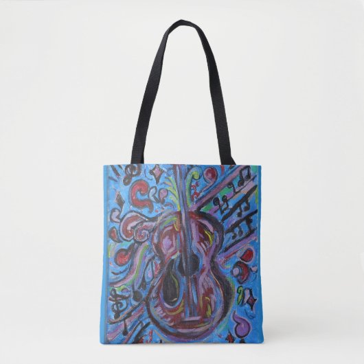 Wow Jazzy Blue Gitarre Folk Art Tasche (Vorderseite)