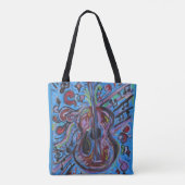 Wow Jazzy Blue Gitarre Folk Art Tasche (Rückseite)