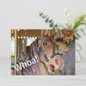 Wow! Look Who's 50 Karussell Horse Birthday Einlad Einladung (Stehend Vorderseite)