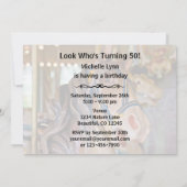 Wow! Look Who's 50 Karussell Horse Birthday Einlad Einladung (Rückseite)