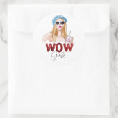 WOW Mädchen Ästhetik-Aufkleber | Cute Glitter Mode Runder Aufkleber (Tasche)