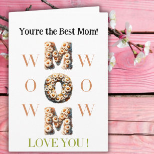 Wow Mama Mutterkarte mit Foto, Blumenstrauß Schrif Karte