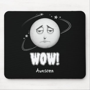 "Wow" Mondgesicht Schwarze Mauspad