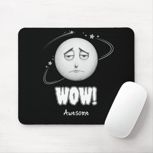 "Wow" moonface Black Mousepad (Mit Mouse)