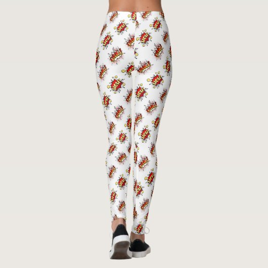 Wow Omg Retro Comic Strip Typografie Leggings (Rückseite)