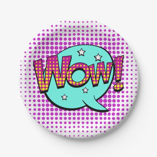 Wow Party Pappteller (Vorderseite)