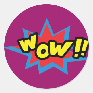 Wow Pop Art Runder Aufkleber